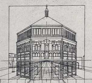 Diagram Demonstrating Filippo Brunelleschi's Perspective Technique from