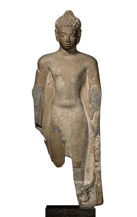<em>Standing Buddha</em>, Northern Thailand, found near Chiang Mai, Dvaravati period (ca. 500–900 C.E.), 7th–8th century.