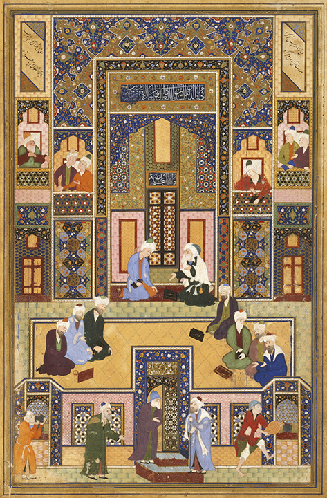 Abd Allah Musawwir, Persian (active mid-16th century). <em>The Meeting of the Theologians</em>, 1540-1550. Bukhara, Uzbekistan, Shaybanid Dynasty (1500-1598).