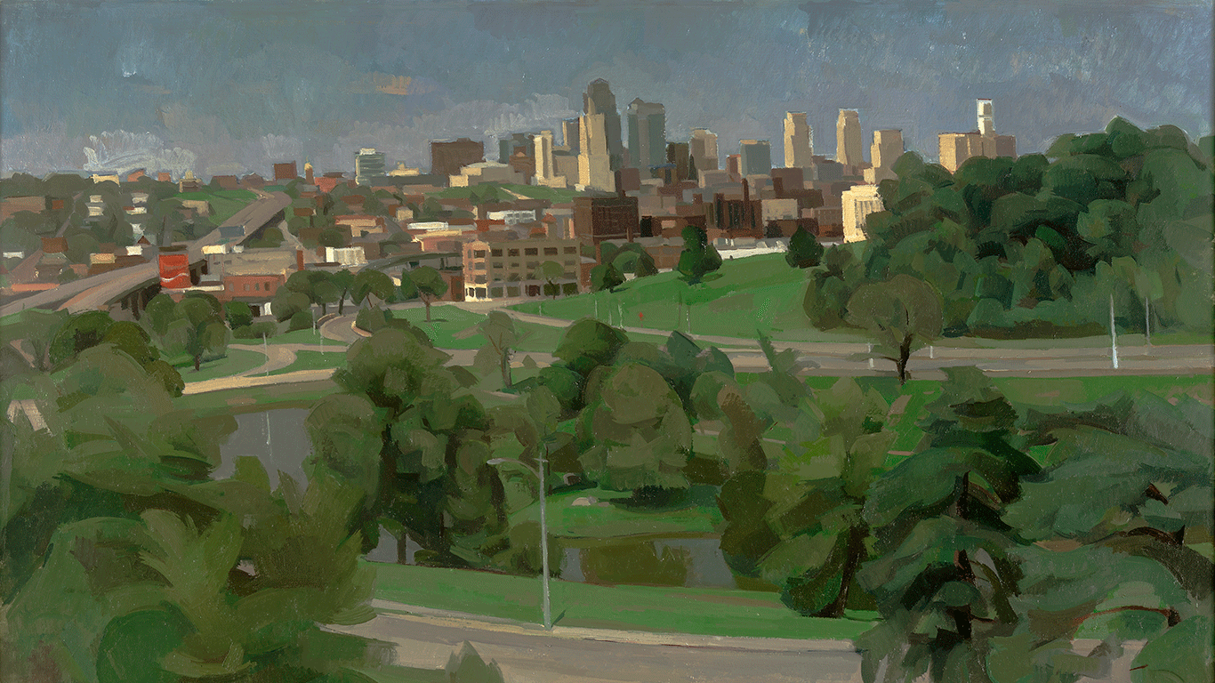 Wilbur Niewald, Kansas City, View from Penn Valley Park, 1989