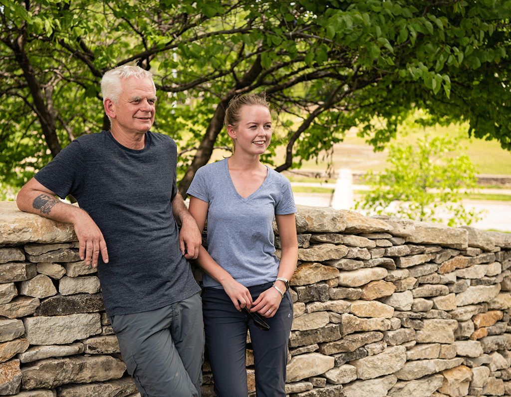 Andy Goldsworthy and daughter with Walking Wall