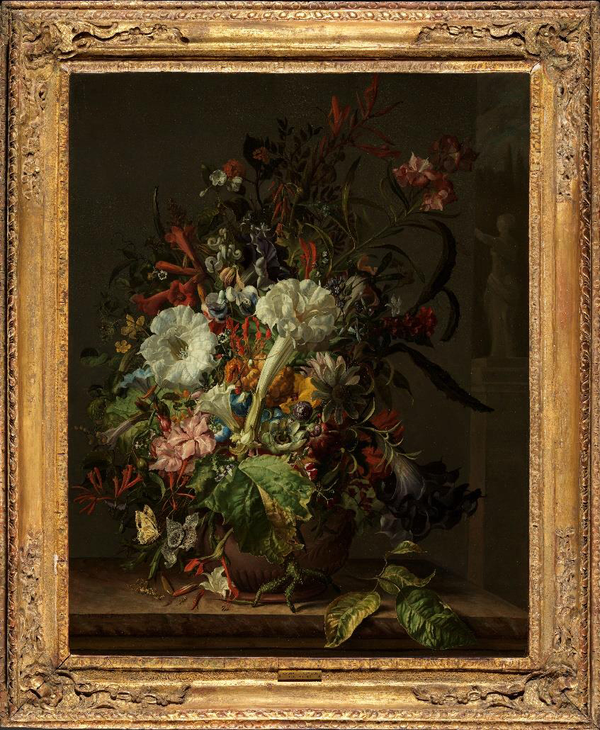 Rachel Ruysch (Dutch, 1664 - 1750) Still Life of Exotic Flowers on a Marble Ledge